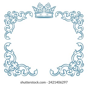 Vintage frame with king crown. Vector illustration.