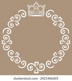 Vintage frame with king crown. Vector illustration.