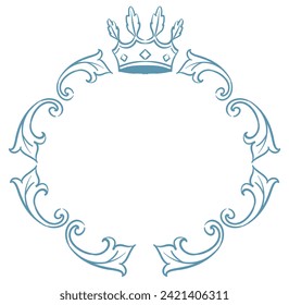 Vintage frame with king crown. Vector illustration.