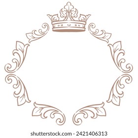 Vintage frame with king crown. Vector illustration.