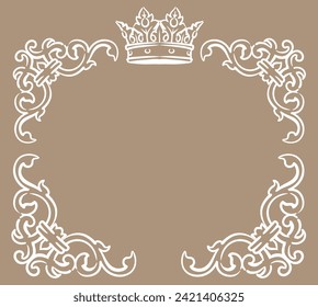 Vintage frame with king crown. Vector illustration.