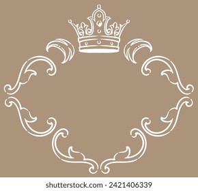 Vintage frame with king crown. Vector illustration.