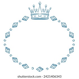 Vintage frame with king crown. Vector illustration.