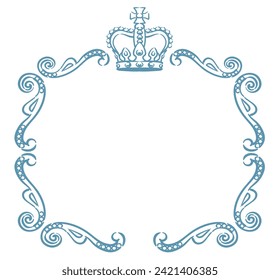 Vintage frame with king crown. Vector illustration.