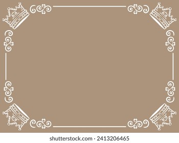 Vintage frame with king crowns. Vector illustration.