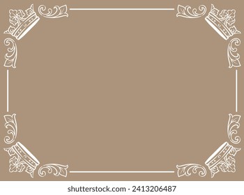 Marco vintage con coronas de rey. Ilustración vectorial.