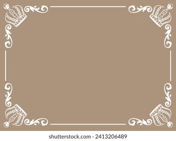 Vintage frame with king crowns. Vector illustration.