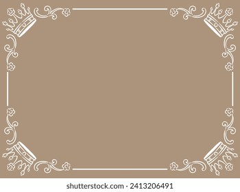 Vintage frame with king crowns. Vector illustration.