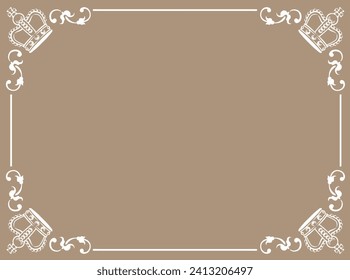 Vintage frame with king crowns. Vector illustration.