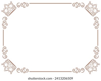 Vintage frame with king crowns. Vector illustration.