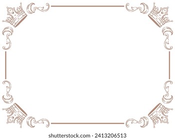 Vintage frame with king crowns. Vector illustration.