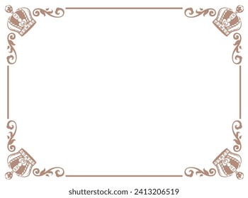 Vintage frame with king crowns. Vector illustration.
