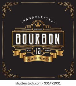 Vintage frame label design. Suitable for Whiskey and Wine label, Restaurant, Beer label. Vector illustration