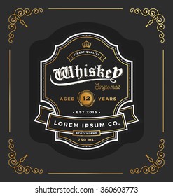 Vintage frame label design. Suitable for Whiskey and Wine label, Restaurant, Beer label. Vector illustration