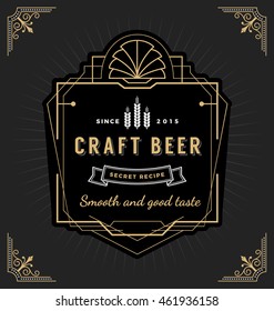 Vintage frame label design. Suitable for Whiskey and Wine label, Restaurant banner, Beer label. Vector illustration