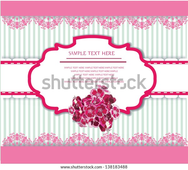vintage frame and label with\
flowers