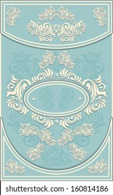 Vintage Frame or  label or menu with Floral background in blue color