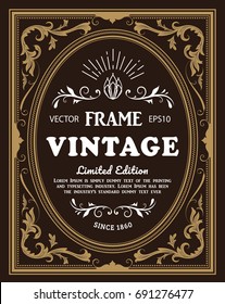 vintage frame label retro hand drawn engraving antique vector illustration