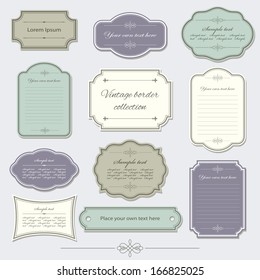 Vintage frame and label set. Calligraphic design elements.