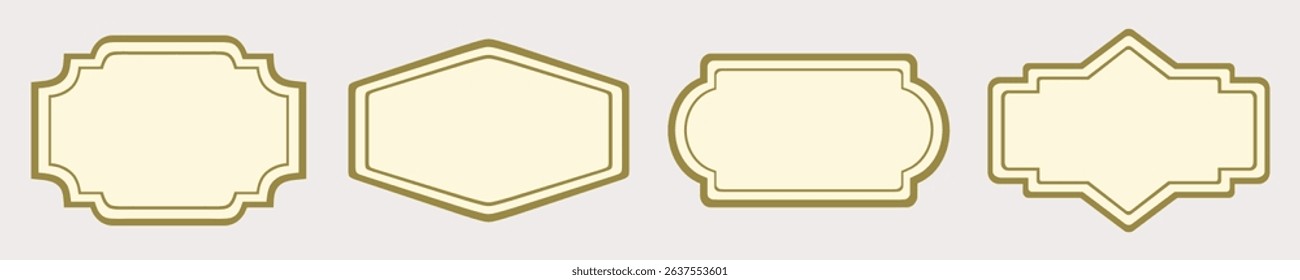 Vintage frame label set. Decorative retro blank badges collection for packaging, invitation, certificate, tags and sticker design. Classic ornamental border templates on light background. Vector icons