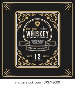 Vintage frame label for whiskey and beverage product. You can apply this for another product such as  Beer, Wine, Shop decoration, Luxury and Elegant business too. Vector illustration