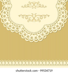 Vintage frame with lace and lined background