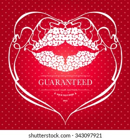 Vintage frame with lips.Elegant element for design template.Romantic background.Vector illustration