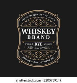 Vintage frame logo. Antique packaging label. Suitable for whiskey, bourbon, scotch, wine, vodka, rum, beer, distillery, etc.