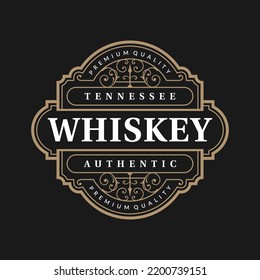 Vintage Frame Logo. Antique Packaging Label. Suitable For Whiskey, Bourbon, Scotch, Wine, Vodka, Rum, Beer, Distillery, Etc.