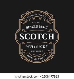 Vintage frame logo. Antique packaging label. Suitable for whiskey, bourbon, scotch, wine, vodka, rum, beer, distillery, etc.