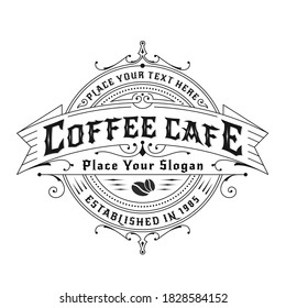 vintage frame logo design for labels banner sticker and other design suitable for coffee cafe restaurant whiskey wine beer and premium product vector illustration