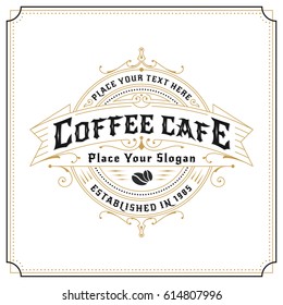 Vintage frame logo design for labels, banner, sticker and other design. Suitable for coffee cafe, restaurant, whiskey, wine, beer and premium product. Vector illustration