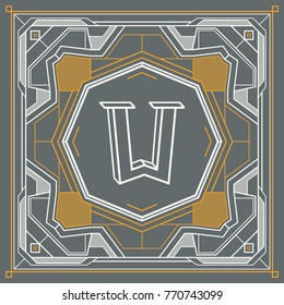 Vintage frame for logo, emblem, sticker design. Color print on gray background