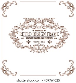 Marco vintage para logotipo, invitación, diseño de certificado. Estilo clásico. Plantilla de ilustración del vector.