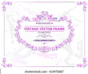 Vintage frame for logo, invitation, certificate design. Classic style. Vector illustration template.