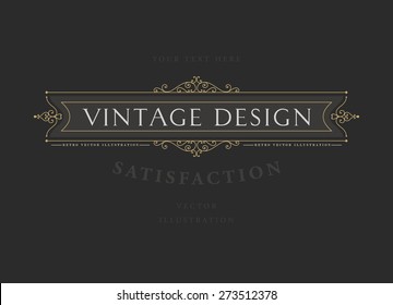 Vintage Frame for Luxury Logos, Restaurant, Hotel, Boutique or Business Identity. Royalty, Heraldic Design with Flourishes Elegant Design Elements. Vector Illustration Template.