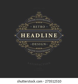 Vintage Frame for Luxury Logos, Restaurant, Hotel, Boutique or Business Identity. Royalty, Heraldic Design with Flourishes Elegant Design Elements. Vector Illustration Template.