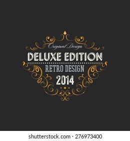 Vintage Frame for Luxury Logos, Restaurant, Hotel, Boutique or Business Identity. Royalty, Heraldic Design with Flourishes Elegant Design Elements. Vector Illustration Template. Concrete Wall Texture