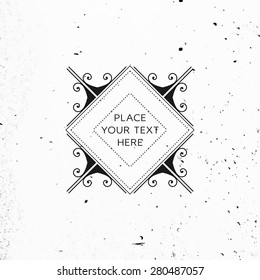 Vintage Frame for Luxury Logos, Restaurant, Hotel, Boutique or Business Identity. Royalty, Heraldic Design with Flourishes Elegant Design Elements. Vector Illustration Template. Concrete Wall Texture