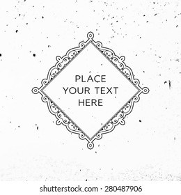 Vintage Frame for Luxury Logos, Restaurant, Hotel, Boutique or Business Identity. Royalty, Heraldic Design with Flourishes Elegant Design Elements. Vector Illustration Template. Concrete Wall Texture