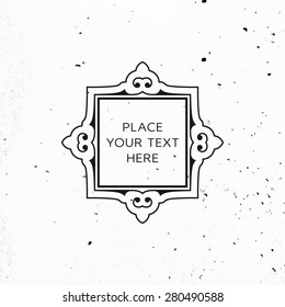 Vintage Frame for Luxury Logos, Restaurant, Hotel, Boutique or Business Identity. Royalty, Heraldic Design with Flourishes Elegant Design Elements. Vector Illustration Template. Concrete Wall Texture