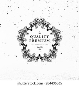 Vintage Frame for Luxury Logos, Restaurant, Hotel, Boutique or Business Identity. Royalty, Heraldic Design with Flourishes Elegant Design Elements. Vector Illustration Template.