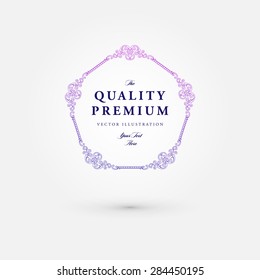 Vintage Frame for Luxury Logos, Restaurant, Hotel, Boutique or Business Identity. Royalty, Heraldic Design with Flourishes Elegant Design Elements. Vector Illustration Template