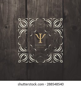 Vintage Frame for Luxury Logos, Restaurant, Hotel, Boutique or Business Identity. Royalty, Heraldic Design with Flourishes Elegant Design Elements. Vector Illustration Template