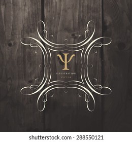 Vintage Frame for Luxury Logos, Restaurant, Hotel, Boutique or Business Identity. Royalty, Heraldic Design with Flourishes Elegant Design Elements. Vector Illustration Template