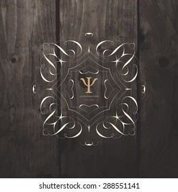 Vintage Frame for Luxury Logos, Restaurant, Hotel, Boutique or Business Identity. Royalty, Heraldic Design with Flourishes Elegant Design Elements. Vector Illustration Template