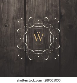 Vintage Frame for Luxury Logos, Restaurant, Hotel, Boutique or Business Identity. Royalty, Heraldic Design with Flourishes Elegant Design Elements. Vector Illustration Template