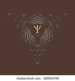 Vintage Frame for Luxury Logos, Restaurant, Hotel, Boutique or Business Identity. Royalty, Heraldic Design with Flourishes Elegant Design Elements. Vector Illustration Template