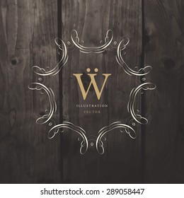 Vintage Frame for Luxury Logos, Restaurant, Hotel, Boutique or Business Identity. Royalty, Heraldic Design with Flourishes Elegant Design Elements. Vector Illustration Template