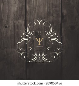 Vintage Frame for Luxury Logos, Restaurant, Hotel, Boutique or Business Identity. Royalty, Heraldic Design with Flourishes Elegant Design Elements. Vector Illustration Template